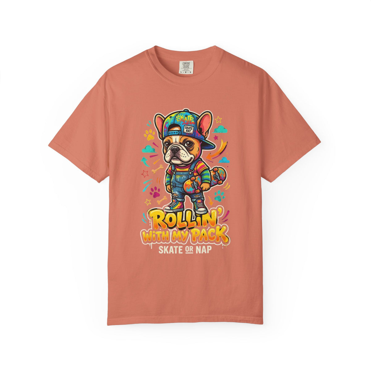 Color: Terracotta | Rollin With My Pack Unisex Garment-Dyed Tee