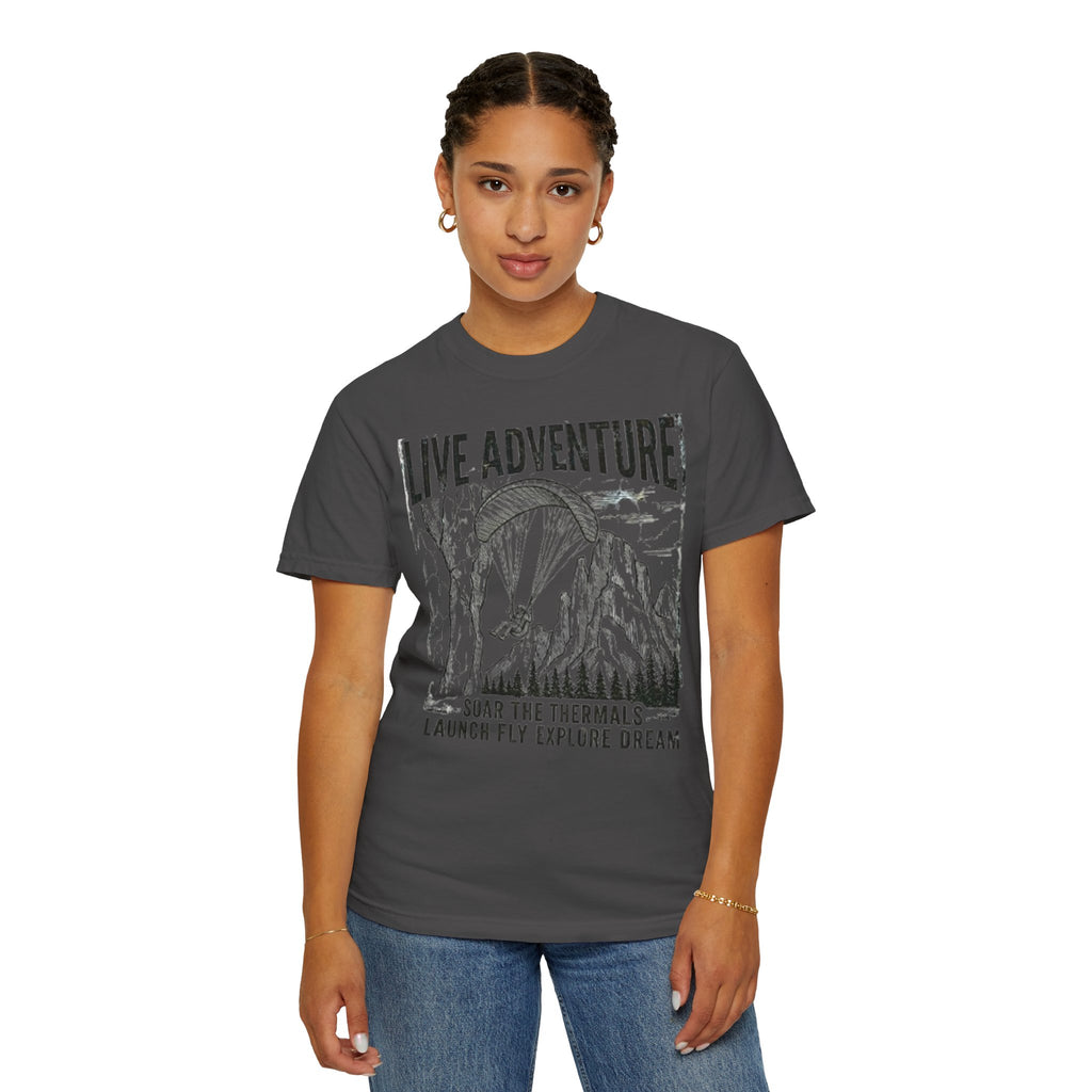 "Live Adventure - Soar the Thermals" Unisex Garment-Dyed Tee
