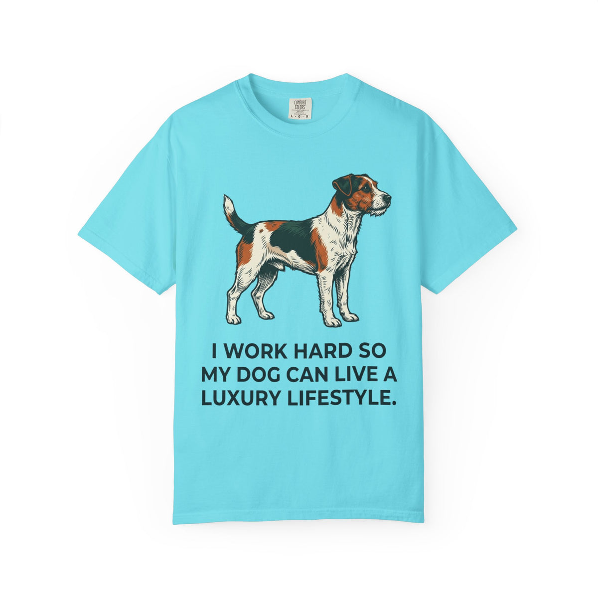 Color: Lagoon Blue | I Work Hard -1 Unisex Garment-Dyed T-shirt