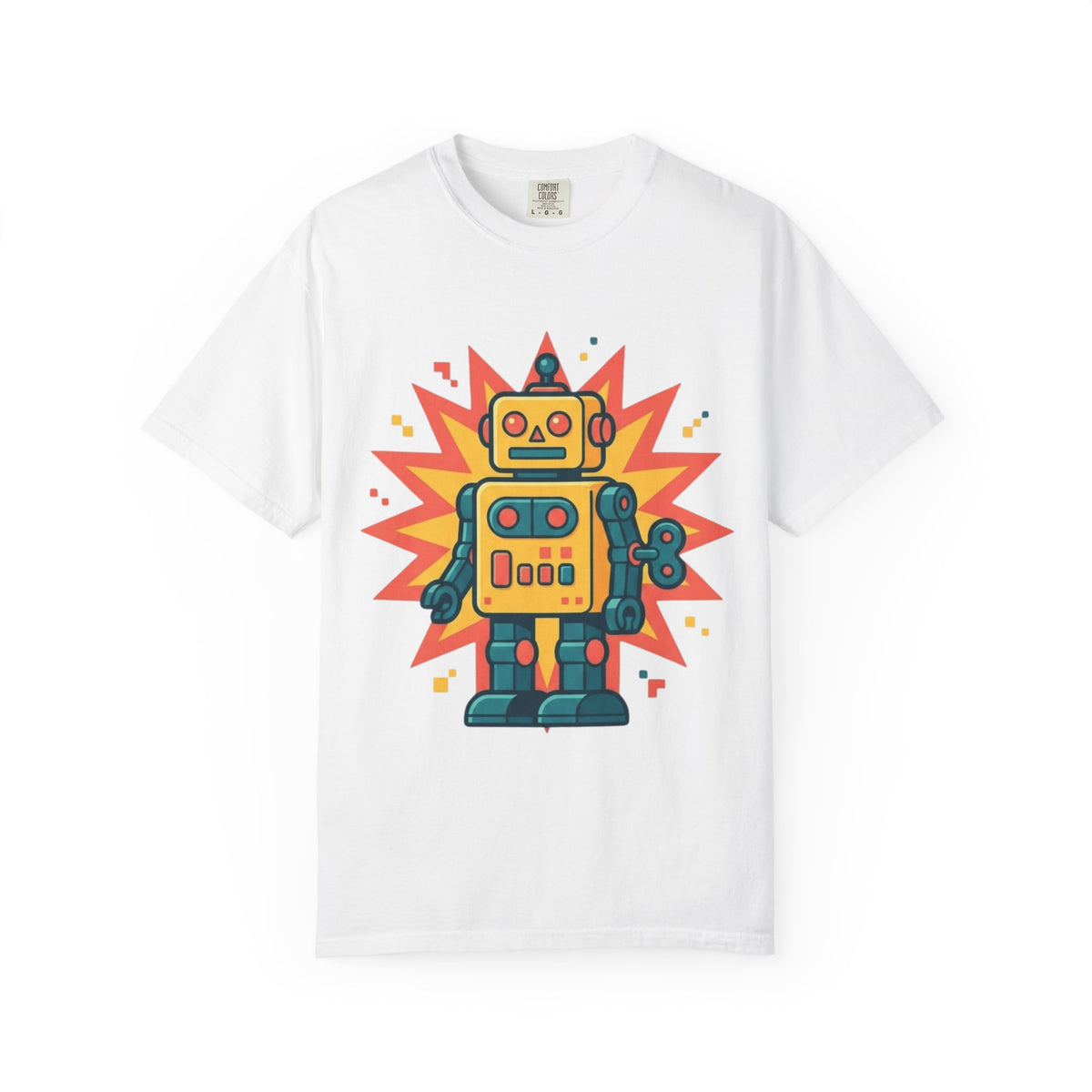 Color: White | Toy Robot Unisex Garment-Dyed Tee