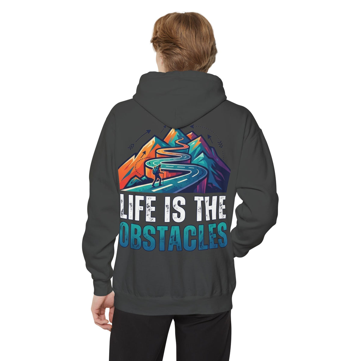 Color: Pepper | Life Is The Obstacles Garment-Dyed Hoodie