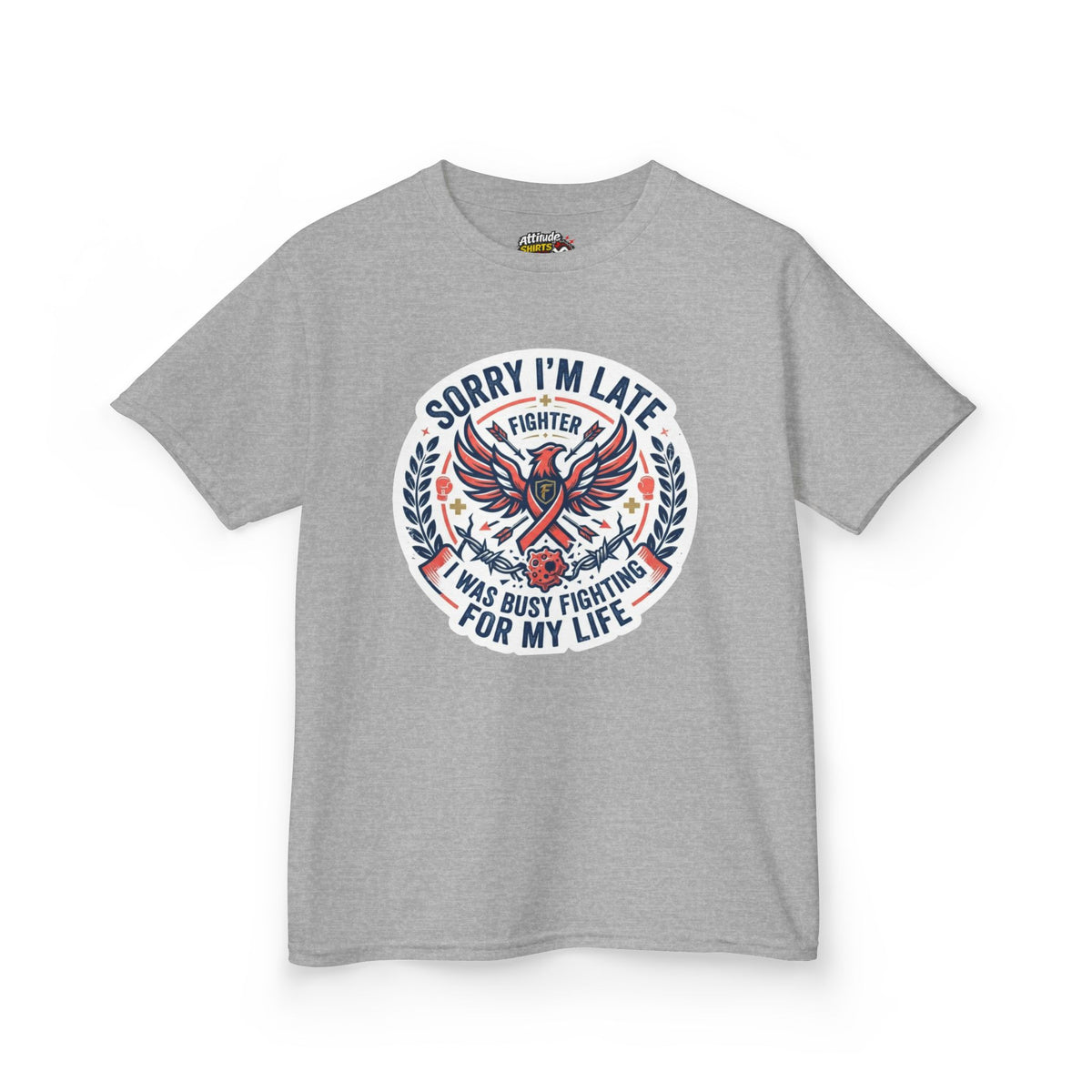 Color: Sport Grey | Sorry I'm Late- Fighting For My Life Kids Tee