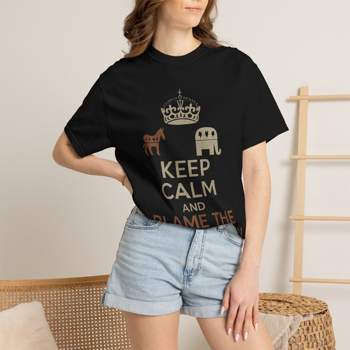 ""KEEP CALM AND BLAME THE OTHER PARTY" Unisex Garment-Dyed T-shirt