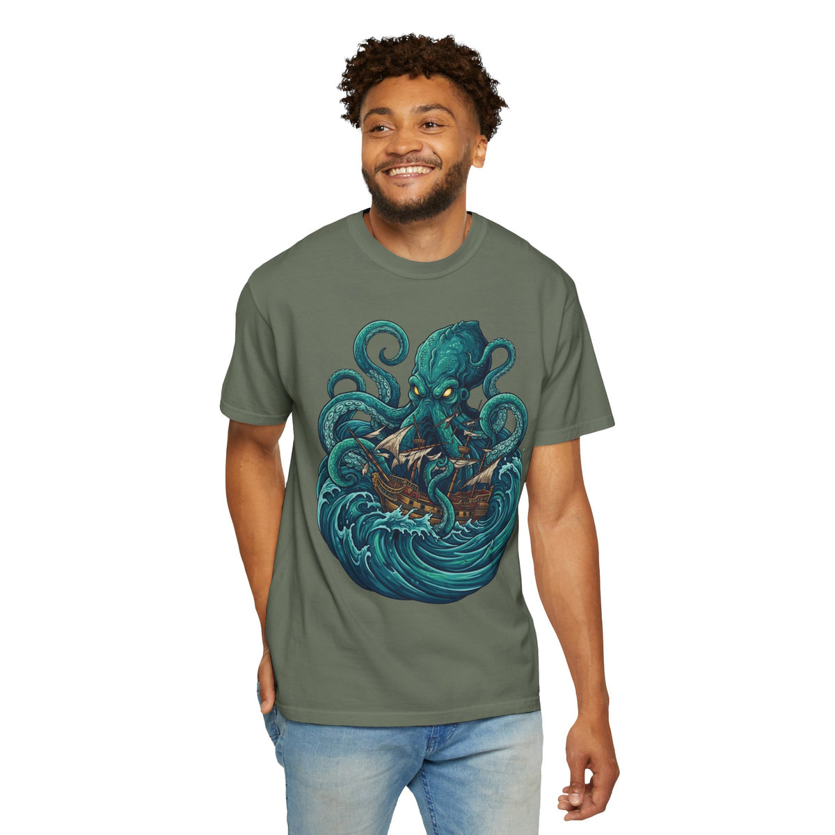 Color: Moss | The Kraken (Norse-Global Maritime) Unisex Garment-Dyed Tee