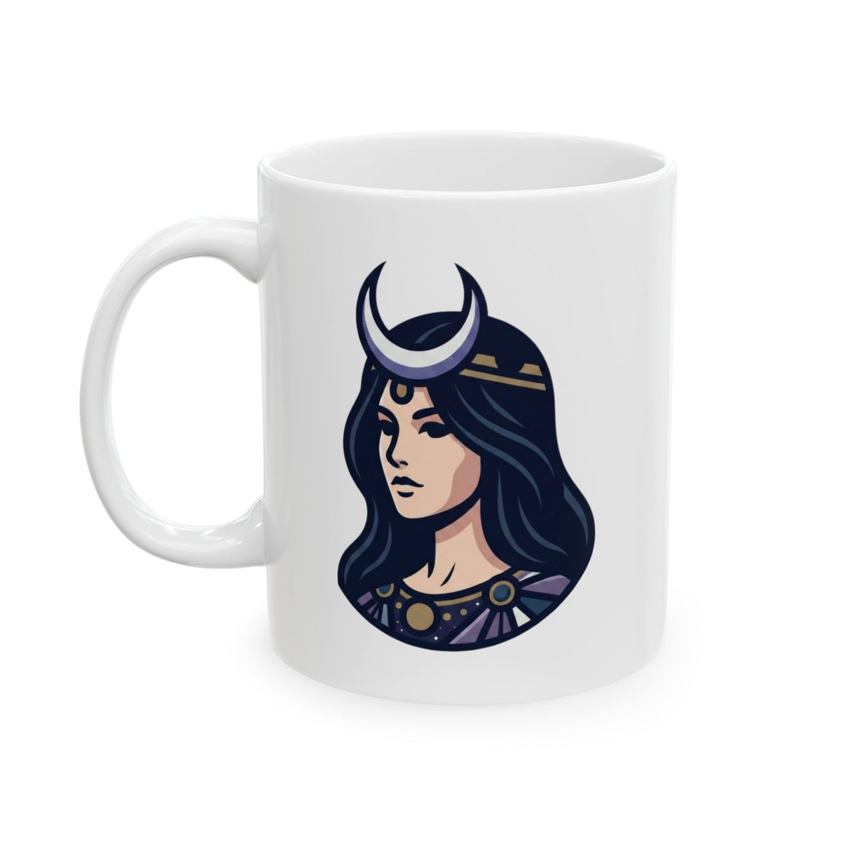 "The Cosmic Tarot (High Priestess)" White Ceramic Mug — Graphic