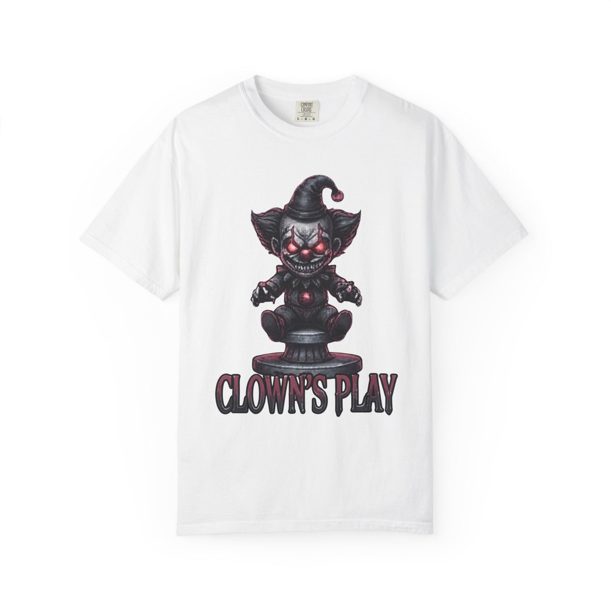 Color: White | Clown Play Unisex Garment-Dyed Tee