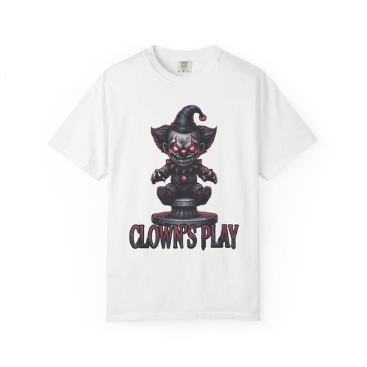 Color: White | Clown Play Unisex Garment-Dyed Tee