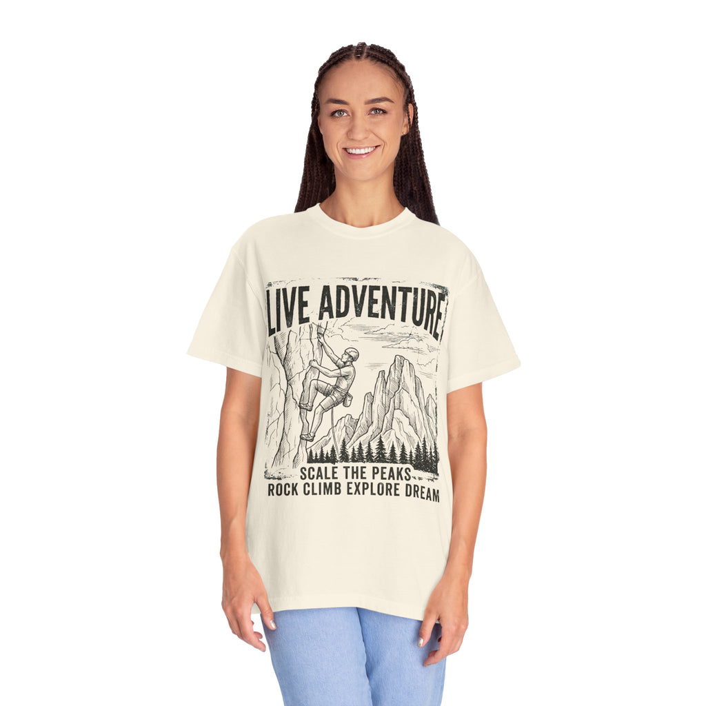 "Live Adventure - Climb" Unisex Garment-Dyed Tee