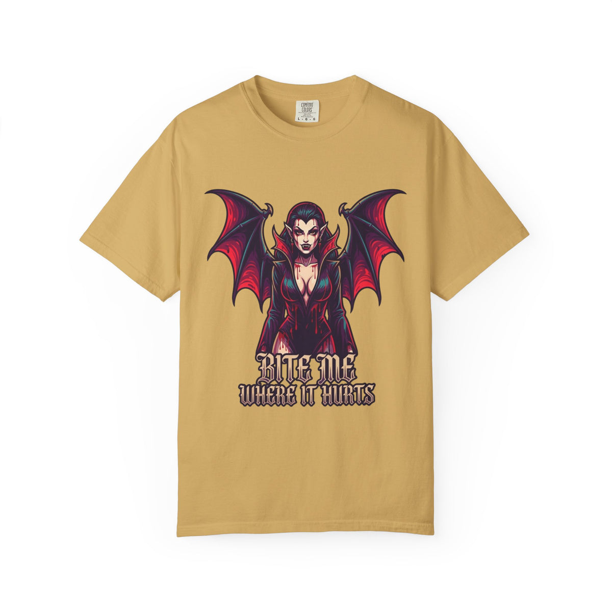 Color: Mustard | Bite Me Where It Hurts Unisex Garment-Dyed Tee
