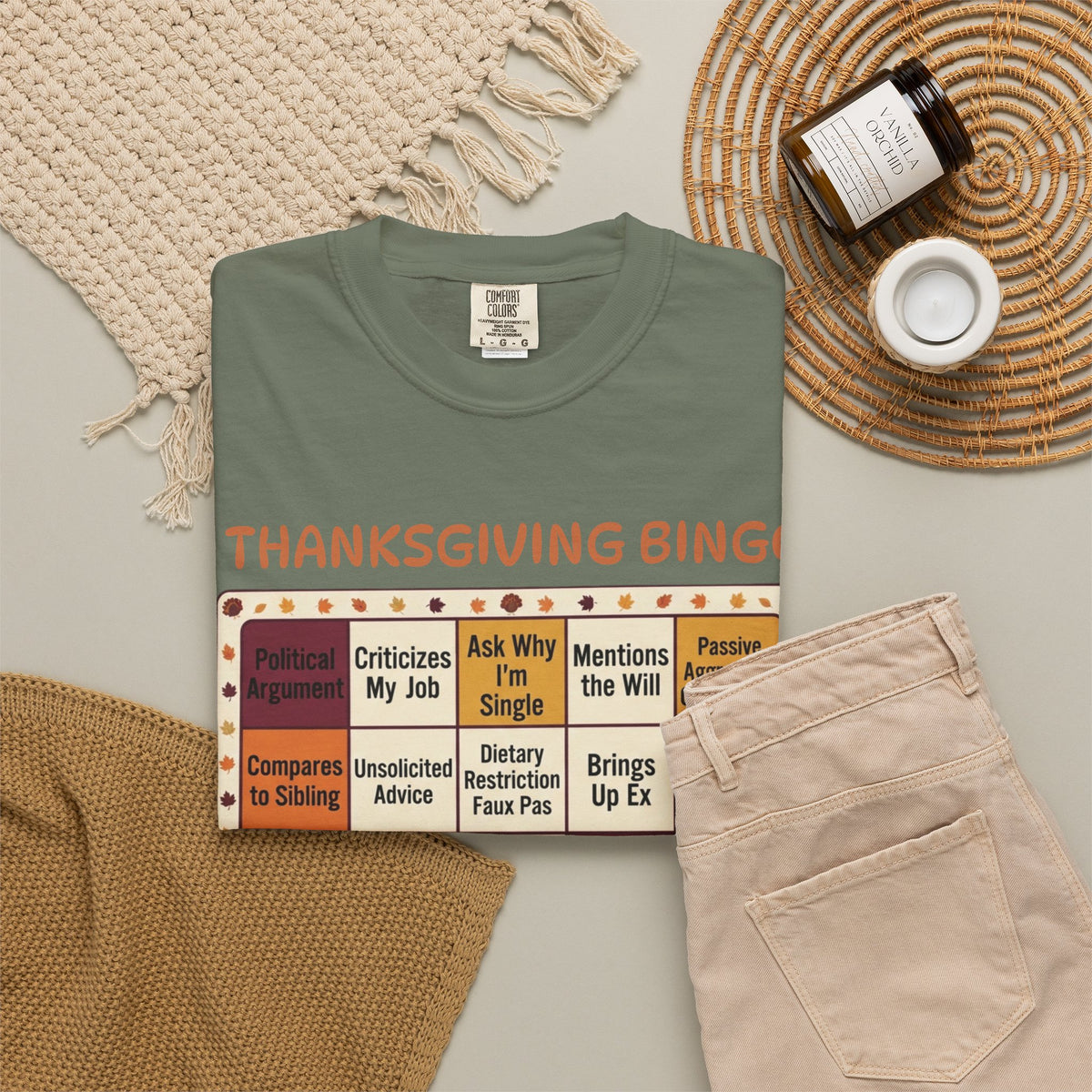 Thankgiving Bingo Unisex Garment-Dyed Tee