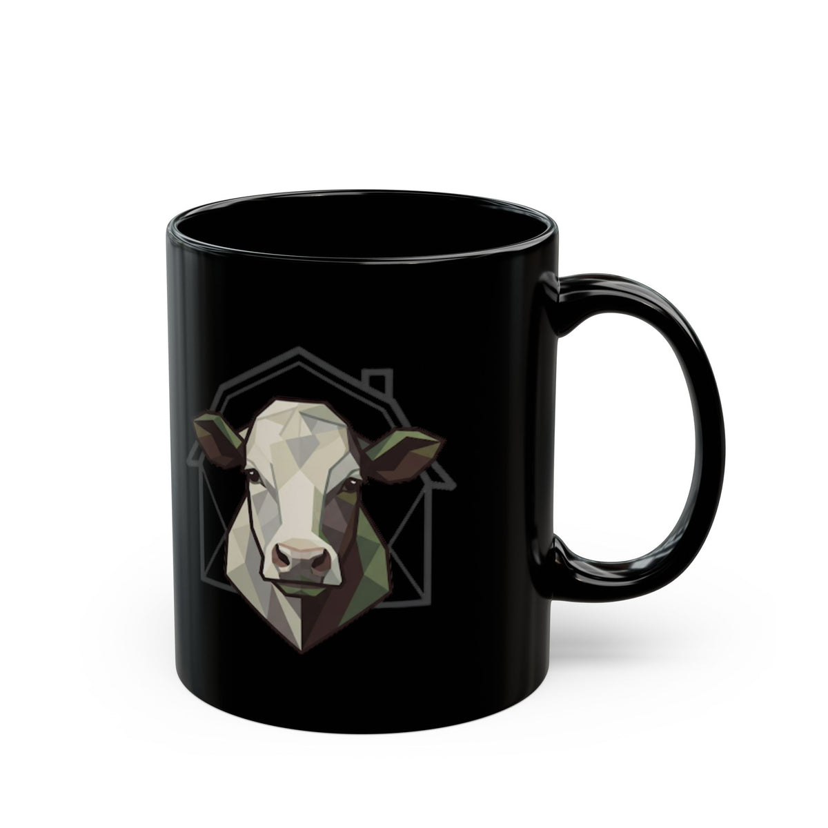 "Barnyard Cow" Black Ceramic Mug