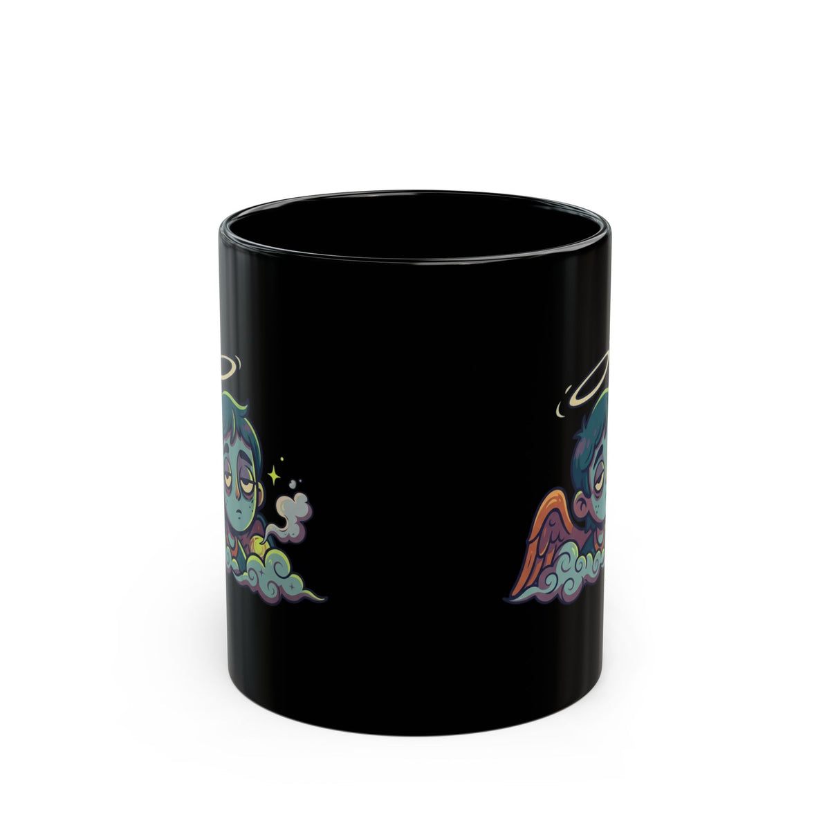 "Hark The Herald Angels" Black Ceramic Mug — Graphic