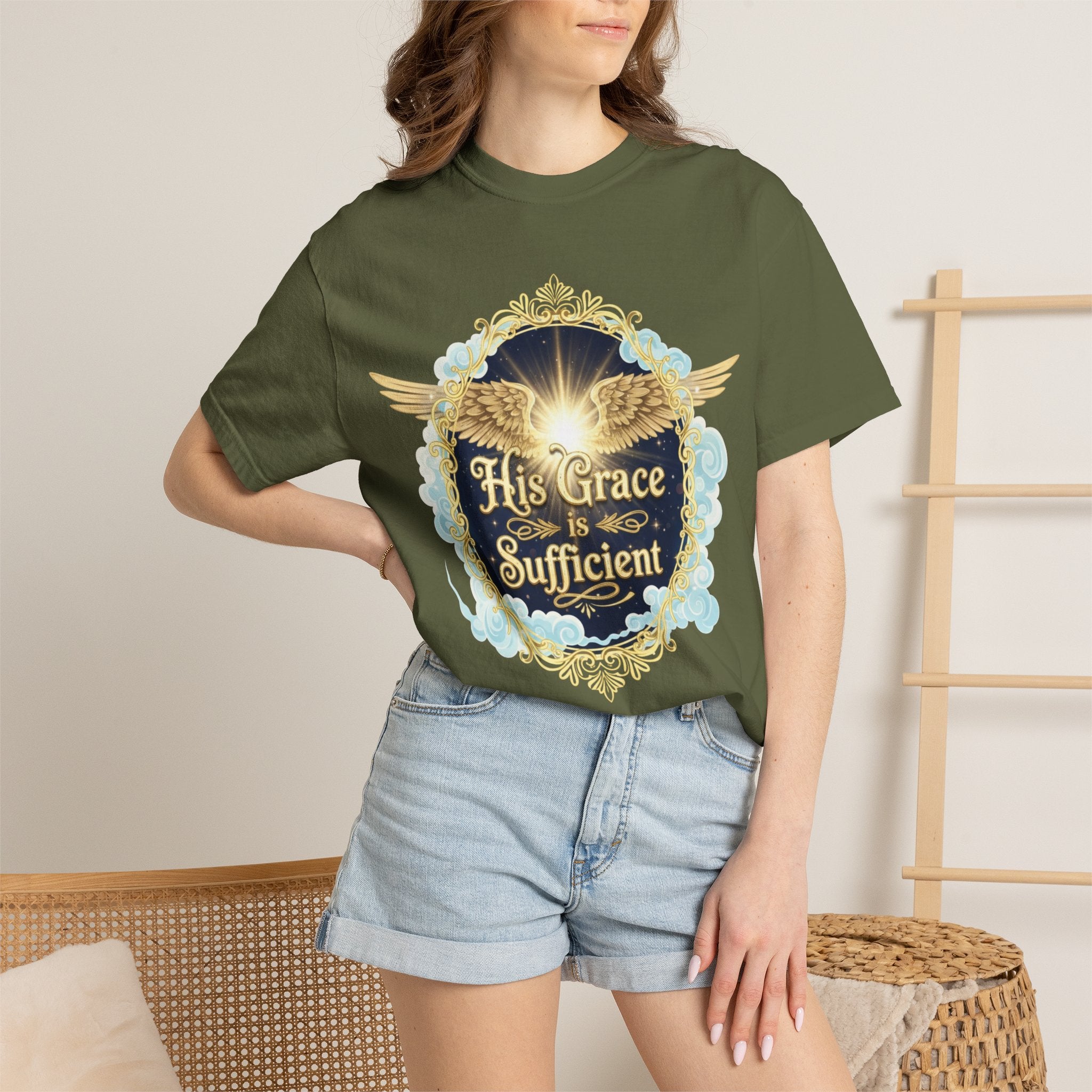 "His Grace is Sufficient" Unisex Garment-Dyed T-shirt