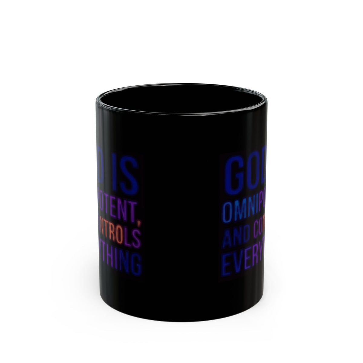 "God Controls Everything" Black Ceramic Mug — Graphic