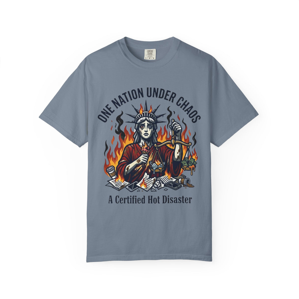 Color: Blue Jean | One Nation Under Chaos Unisex Garment-Dyed Tee