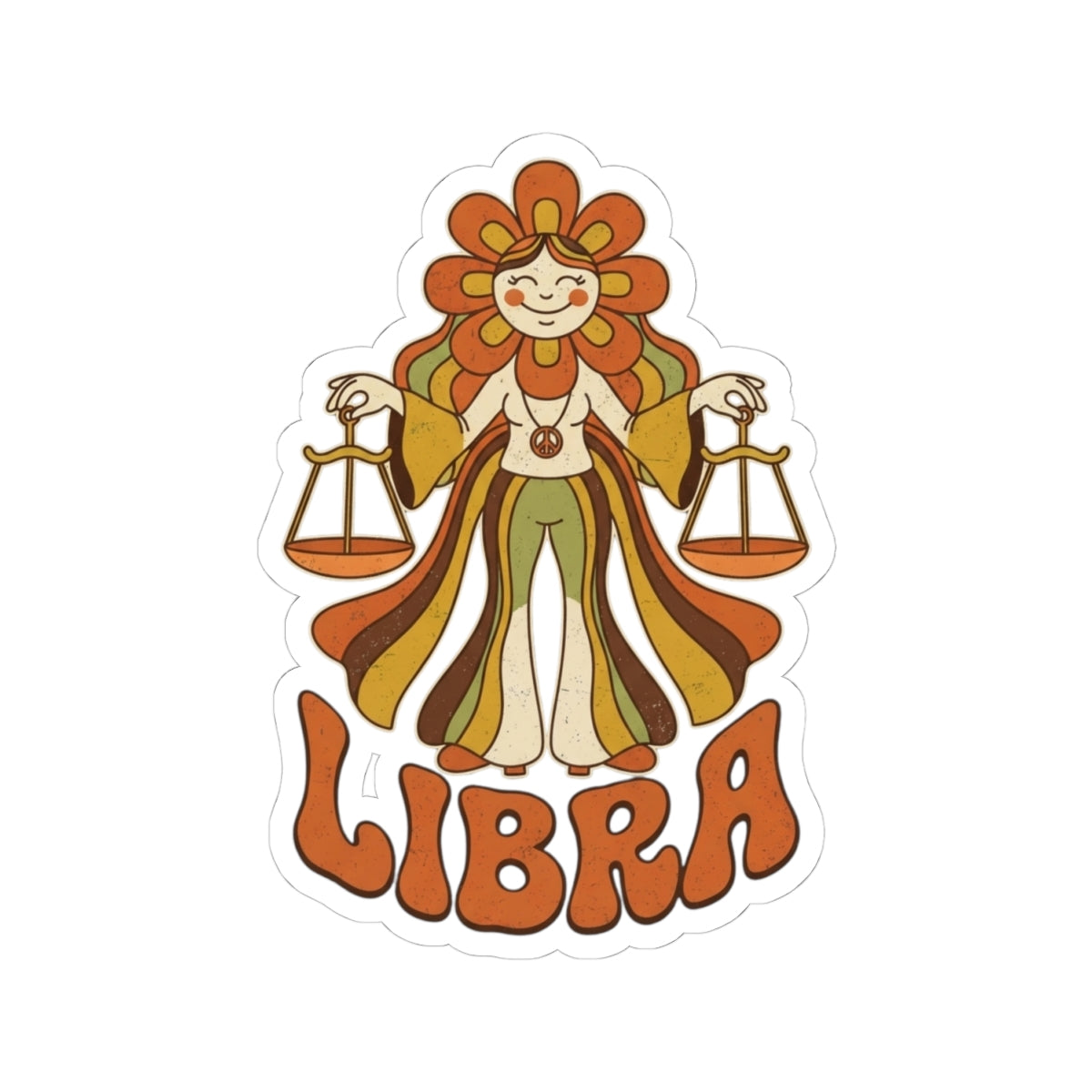 "Retro Mascot Groovy Libra" Sticker — Main