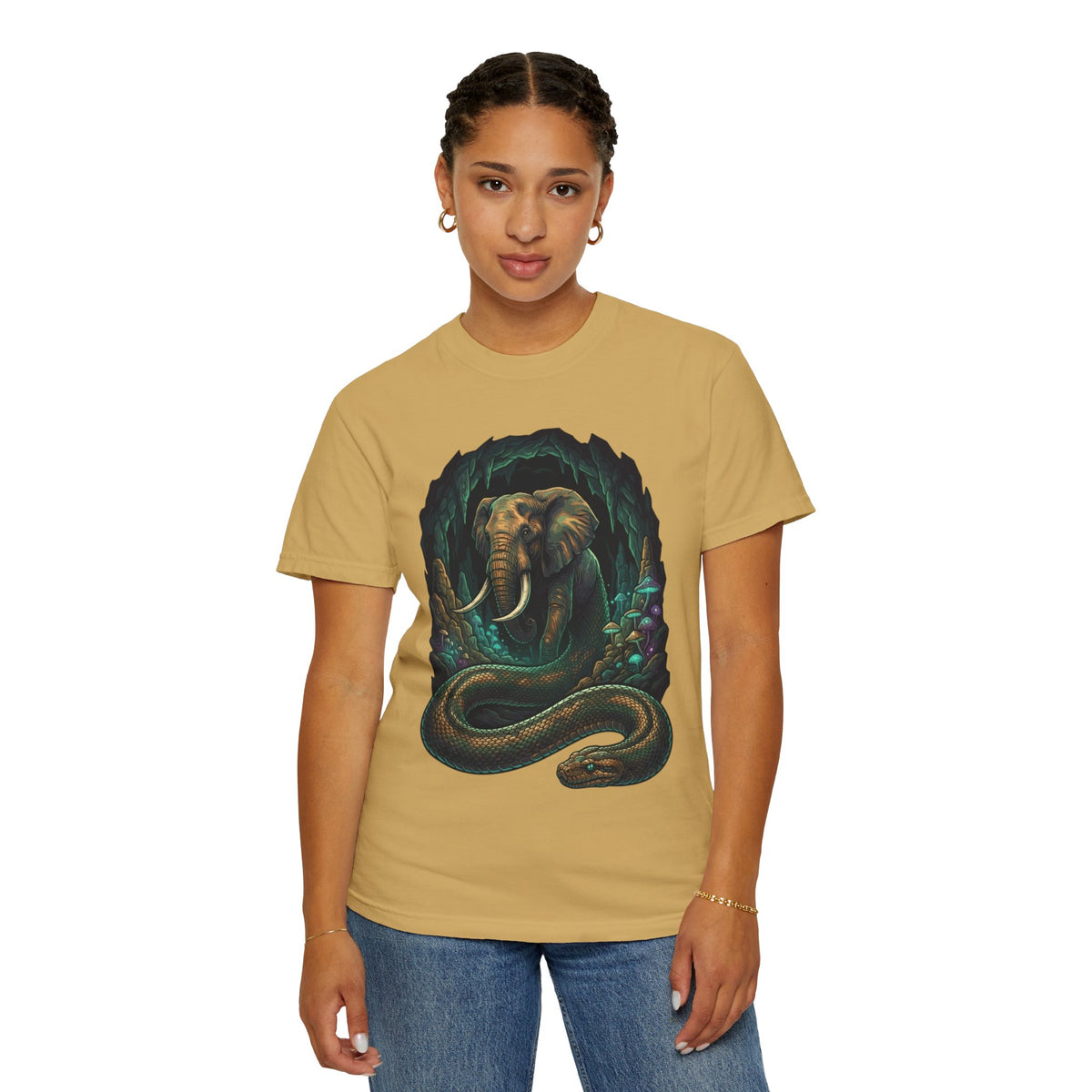 Color: Mustard | Grootslang (South African Mythology) Unisex Garment-Dyed Tee