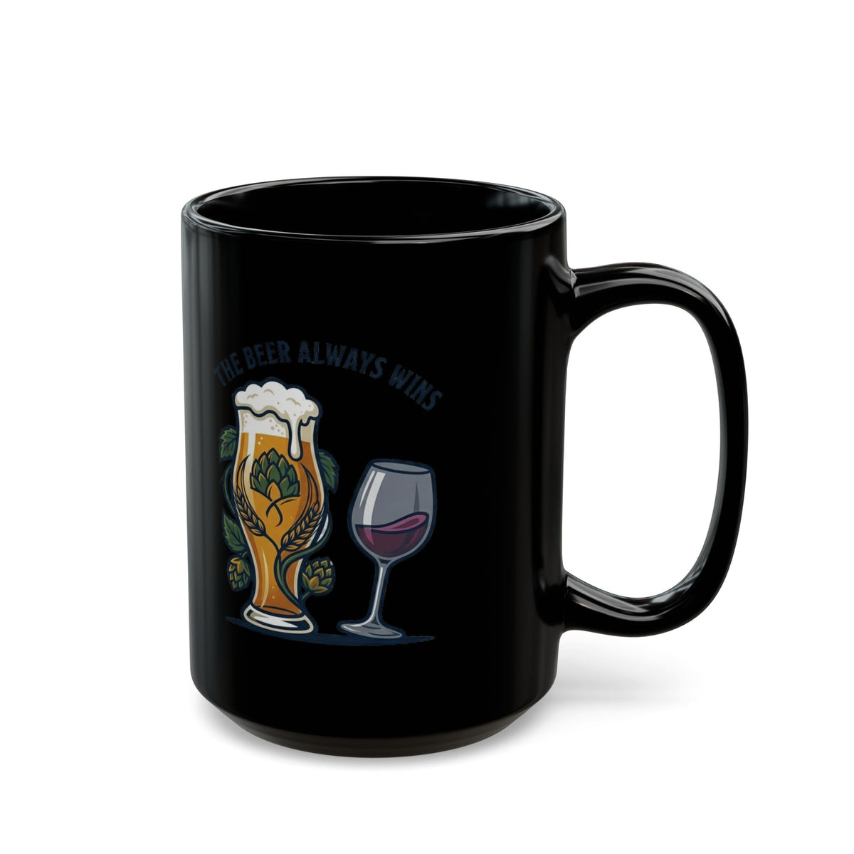 "The Beer Always Wins" Black Ceramic Mug