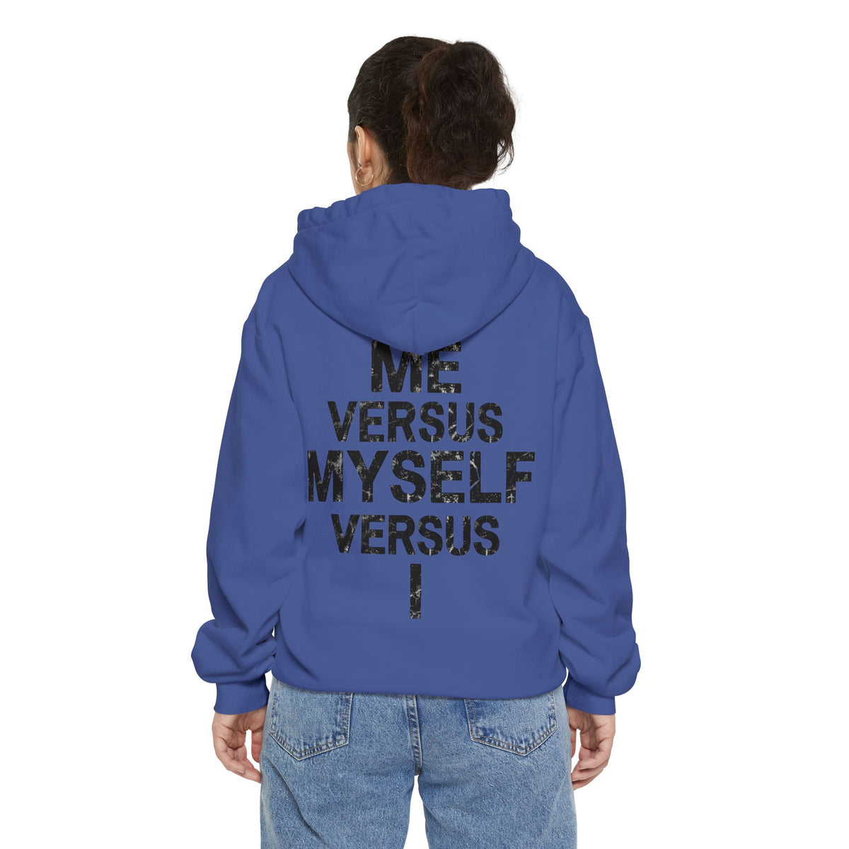 Color: Flo Blue | Me vs Myself vs I Garment-Dyed Hoodie