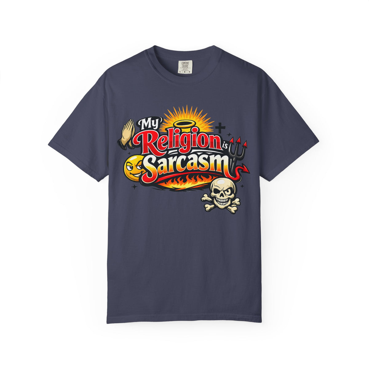 Color: Denim | The Church of Snark Unisex Garment-Dyed T-shirt