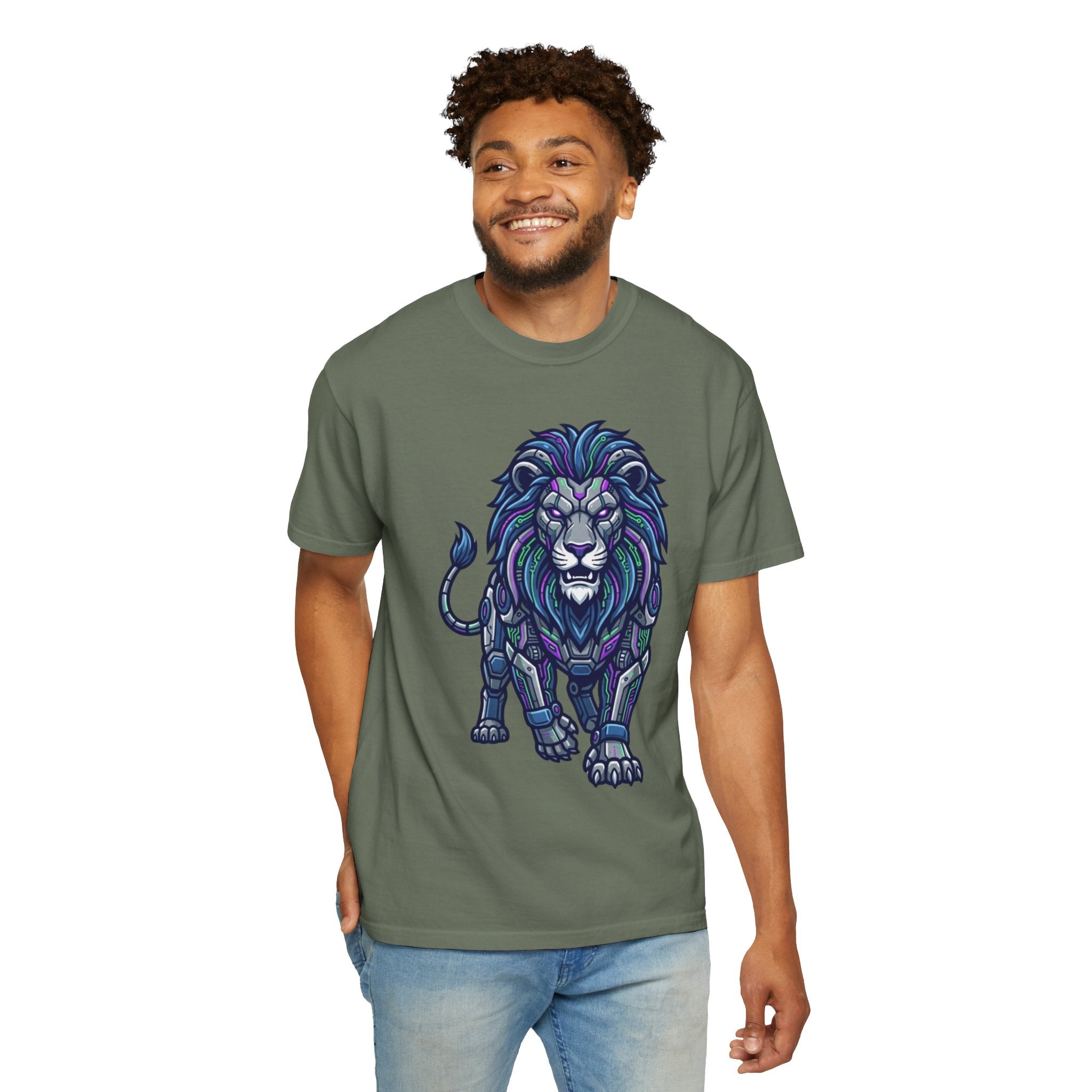"Cyber Lion" Unisex Garment-Dyed Tee
