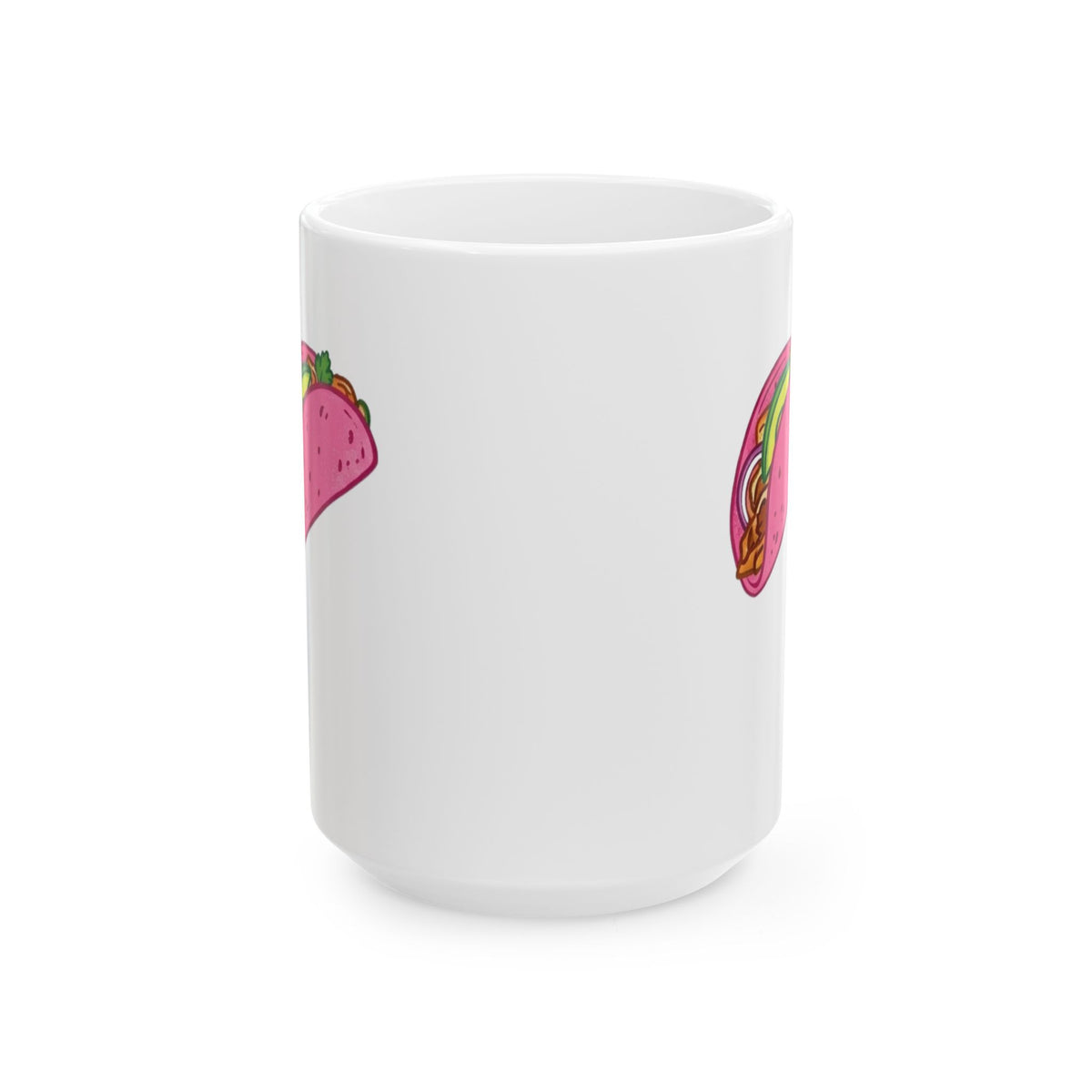 "I Love Pink Tacos" White Ceramic Mug — Graphic