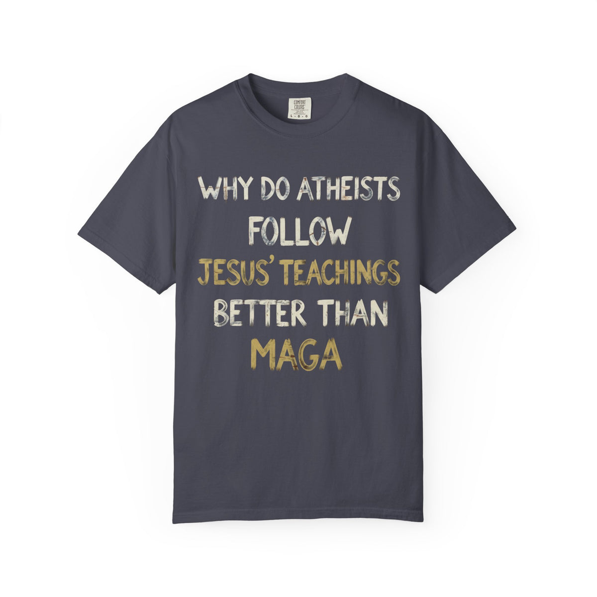 Color: Navy | Jesus Teachings Unisex Garment-Dyed Tee