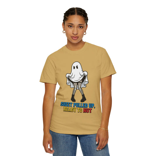 Color: Mustard | Sheet Pulled Up Ready to Nut Unisex Garment-Dyed Tee
