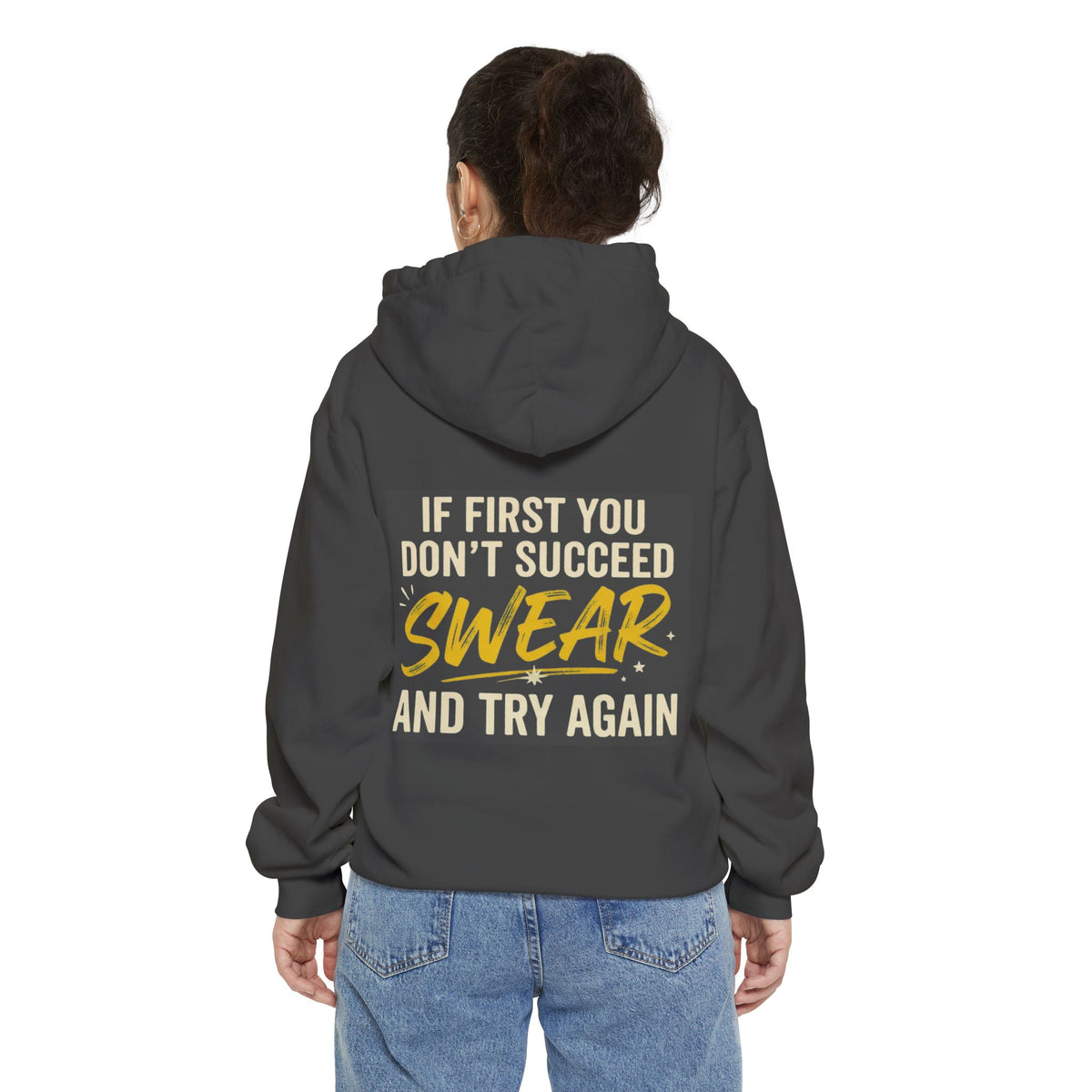 Color: Pepper | Swear And Try Again Garment-Dyed Hoodie
