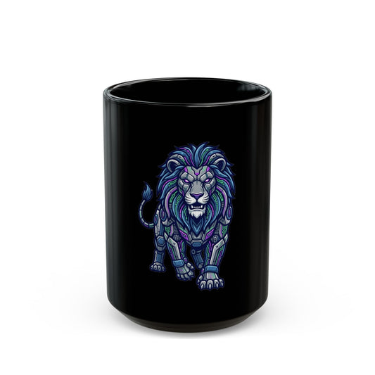"Cyber Lion" Black Ceramic Mug