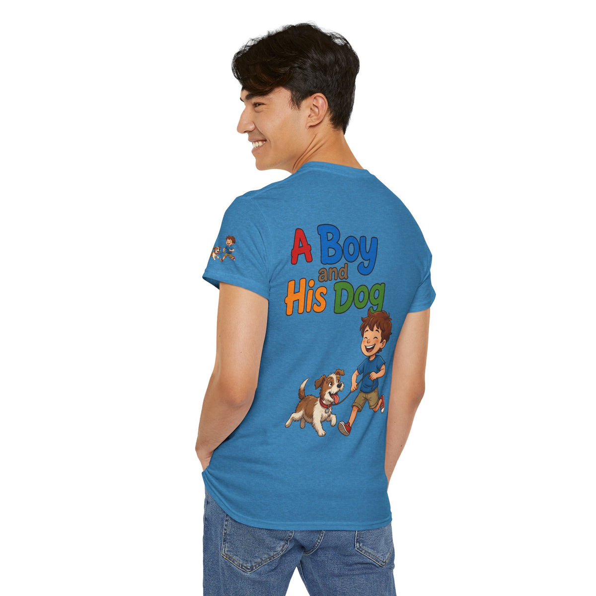 Color: Heather Sapphire | A Boy And His Dog Premium Graphic Tee