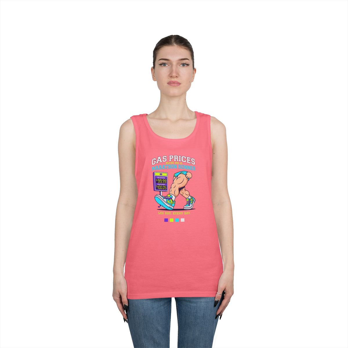 Color: Safety Pink | Gas Prices Made Me a Marathon Runner Tank Top