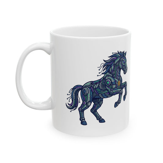 "Cyber Mustang" White Ceramic Mug