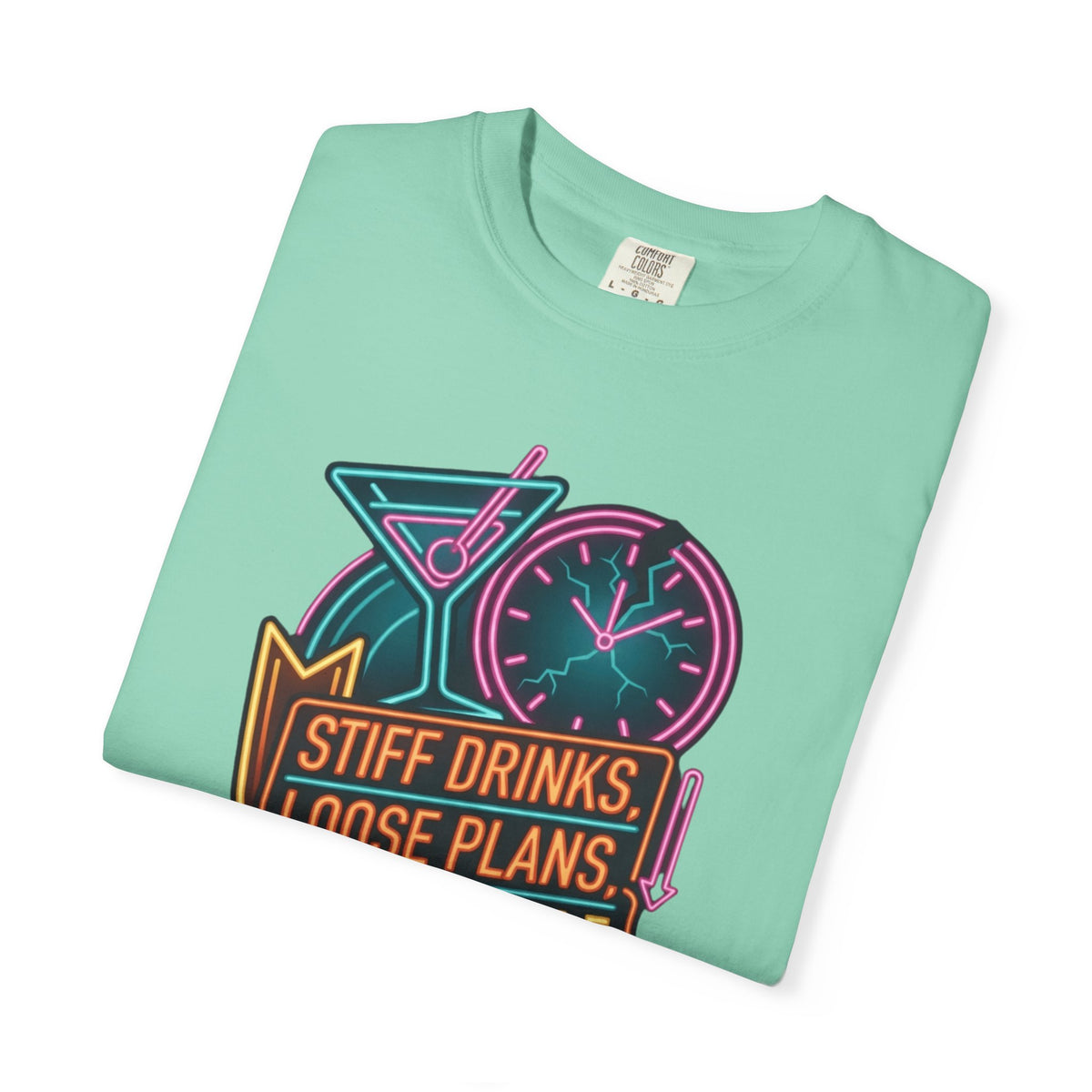 "Stiff Drinks Loose Plans" Unisex Garment-Dyed Tee