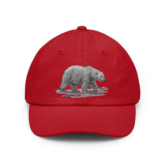 Color: Red | Pencil Sketch Art Polar Bear Dad Hat