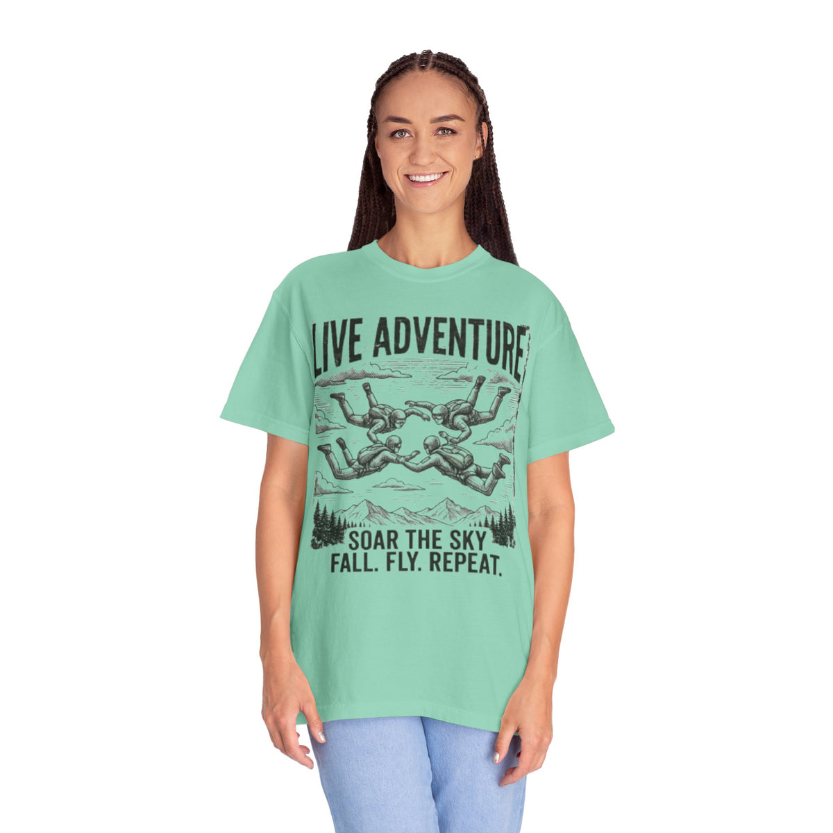 Color: Island Reef | Live Adventure - Skydive Unisex Garment-Dyed Tee