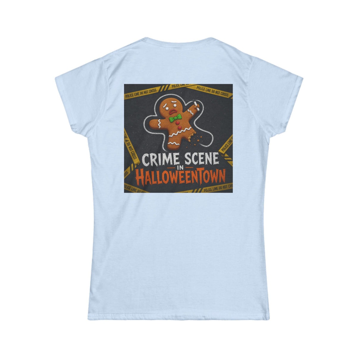 Color: Light Blue | Crime Scene in Halloweentown Women's Tee
