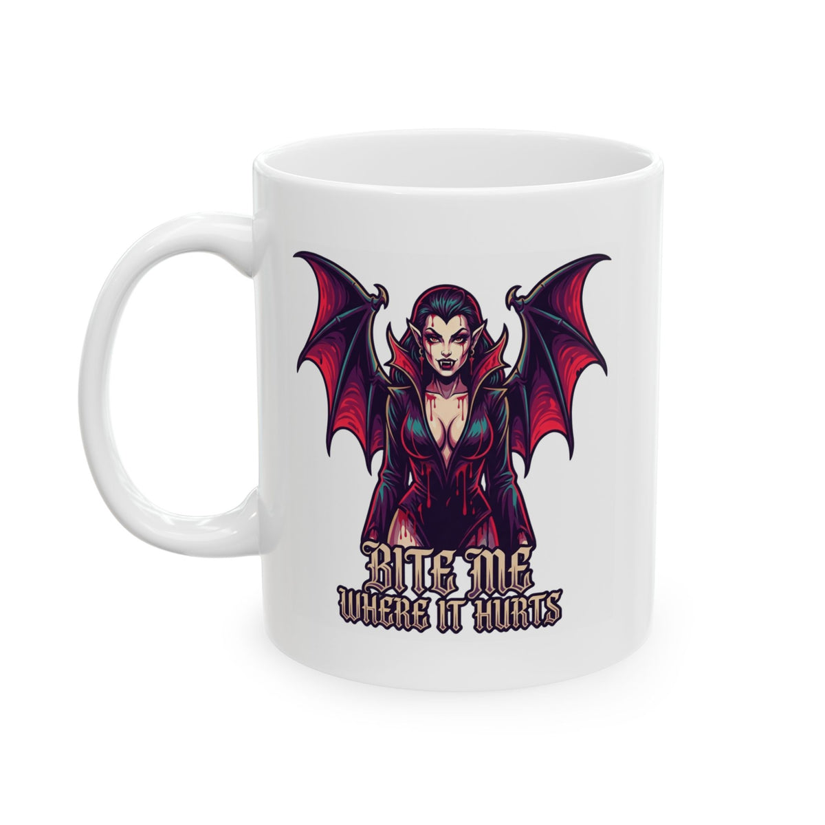 "Bite Me Where It Hurts" White Ceramic Mug