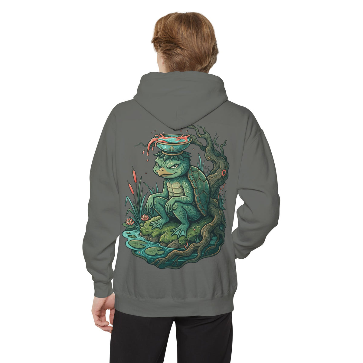 Color: Grey | Kappa (Japanese Folklore) Garment-Dyed Hoodie
