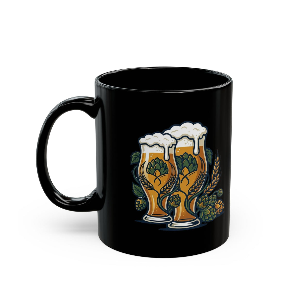 "Beer" Black Ceramic Mug