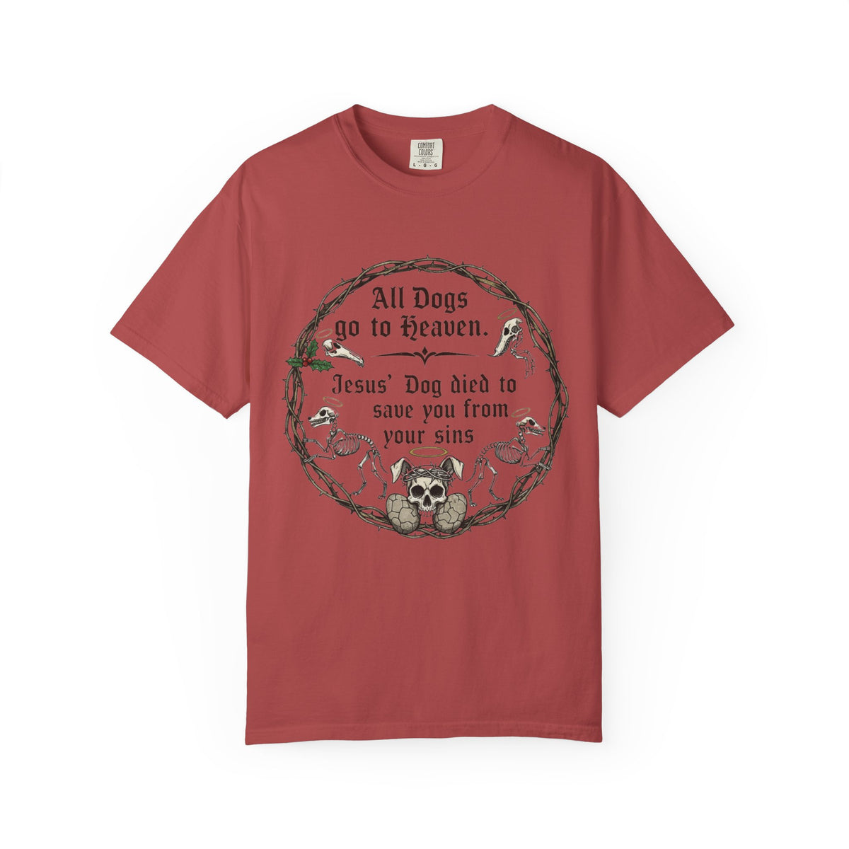Color: Crimson | All Dogs Go to Heaven Unisex Garment-Dyed T-shirt