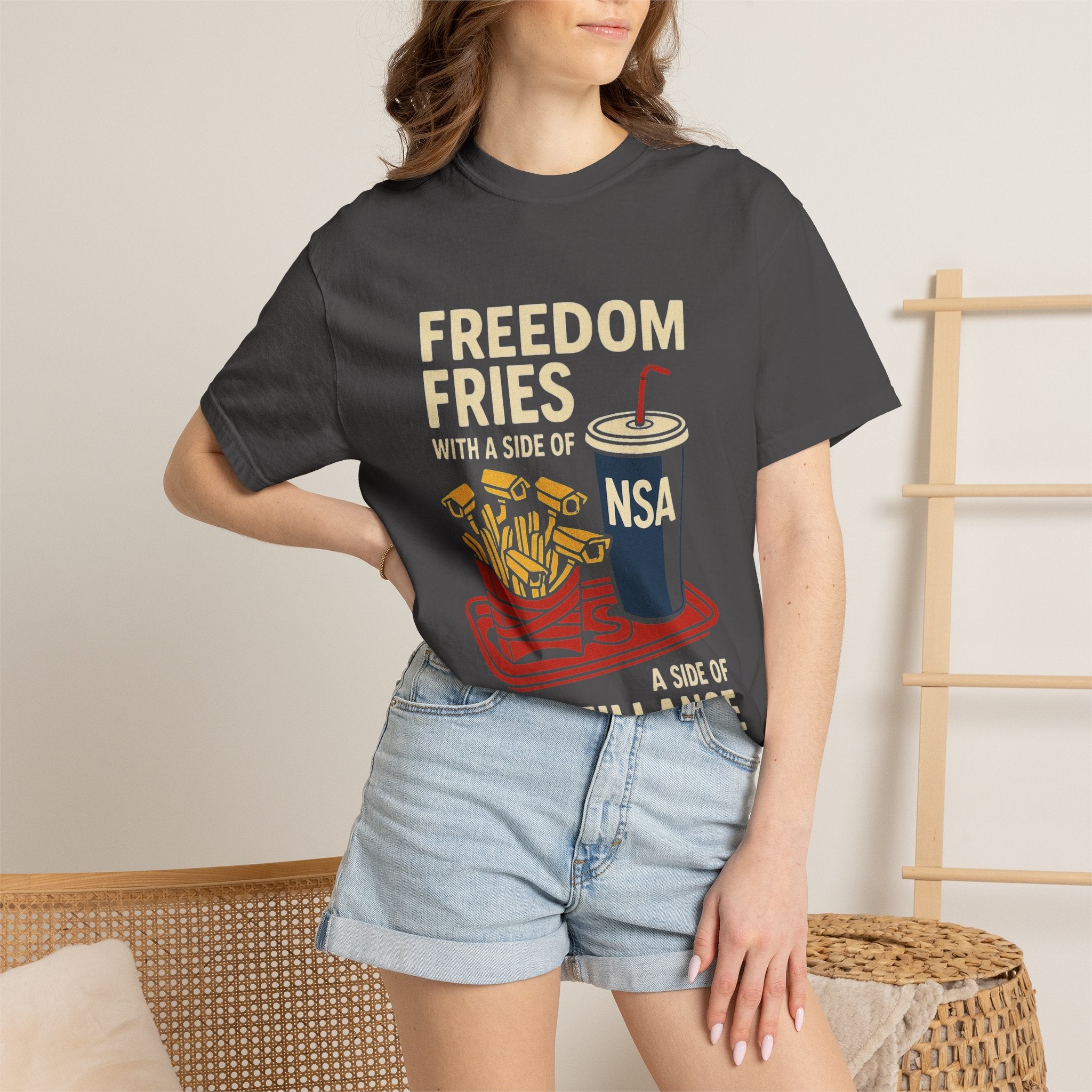 "Freedom Fries (With Extra Eyes)" Unisex Garment-Dyed T-shirt