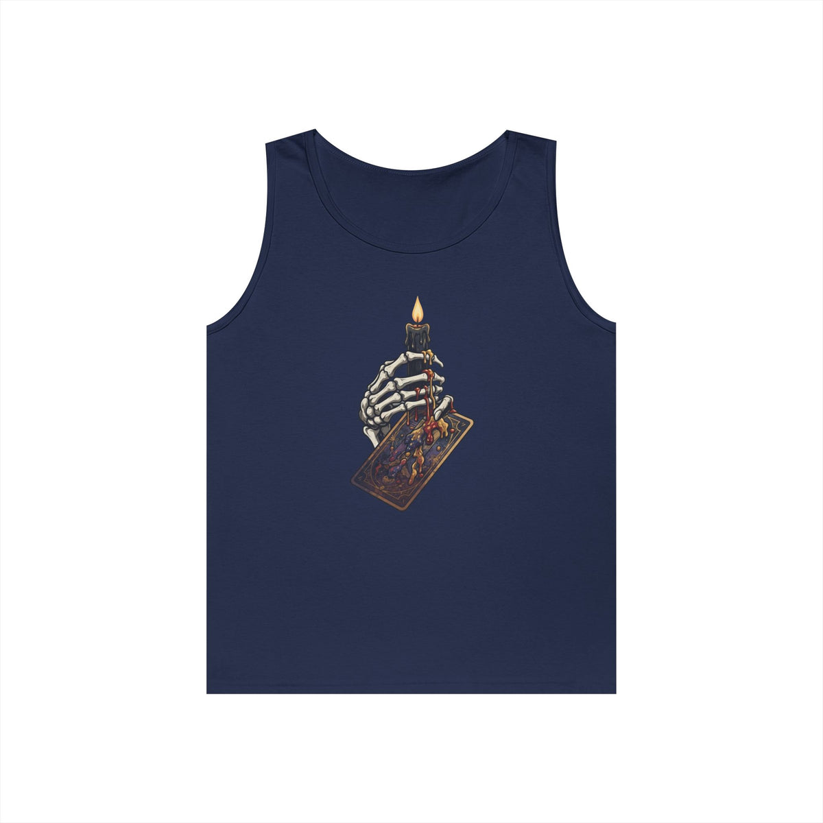 Color: Navy | Skeletal Hand And Tarot Card Tank Top