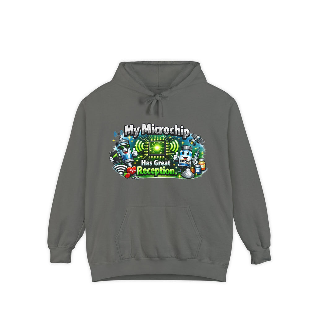Great Reception Microchip | Garment-Dyed Hoodie — AttitudeShirts