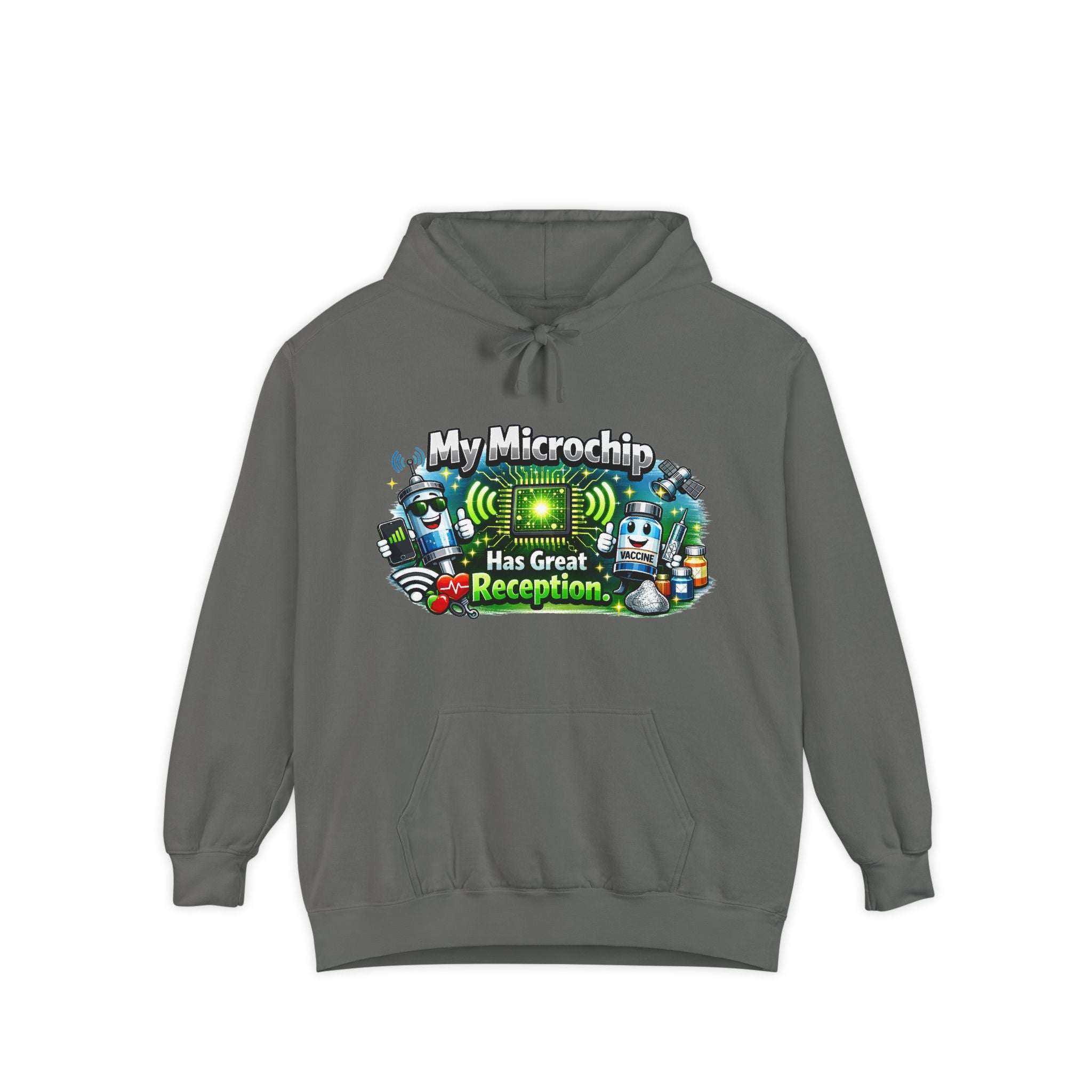 Great Reception Microchip | Garment-Dyed Hoodie — AttitudeShirts