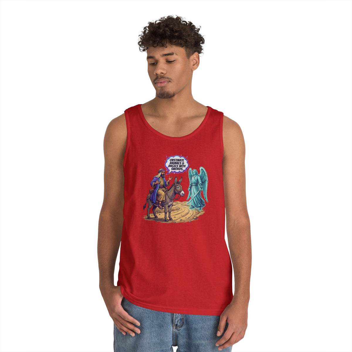 Color: Red | Good Book Series Obstinate Animals & Angels With Swords Tank Top