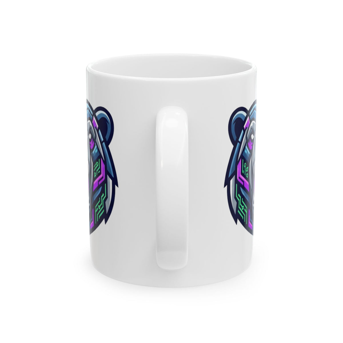 "Cyber Bear" White Ceramic Mug — Graphic