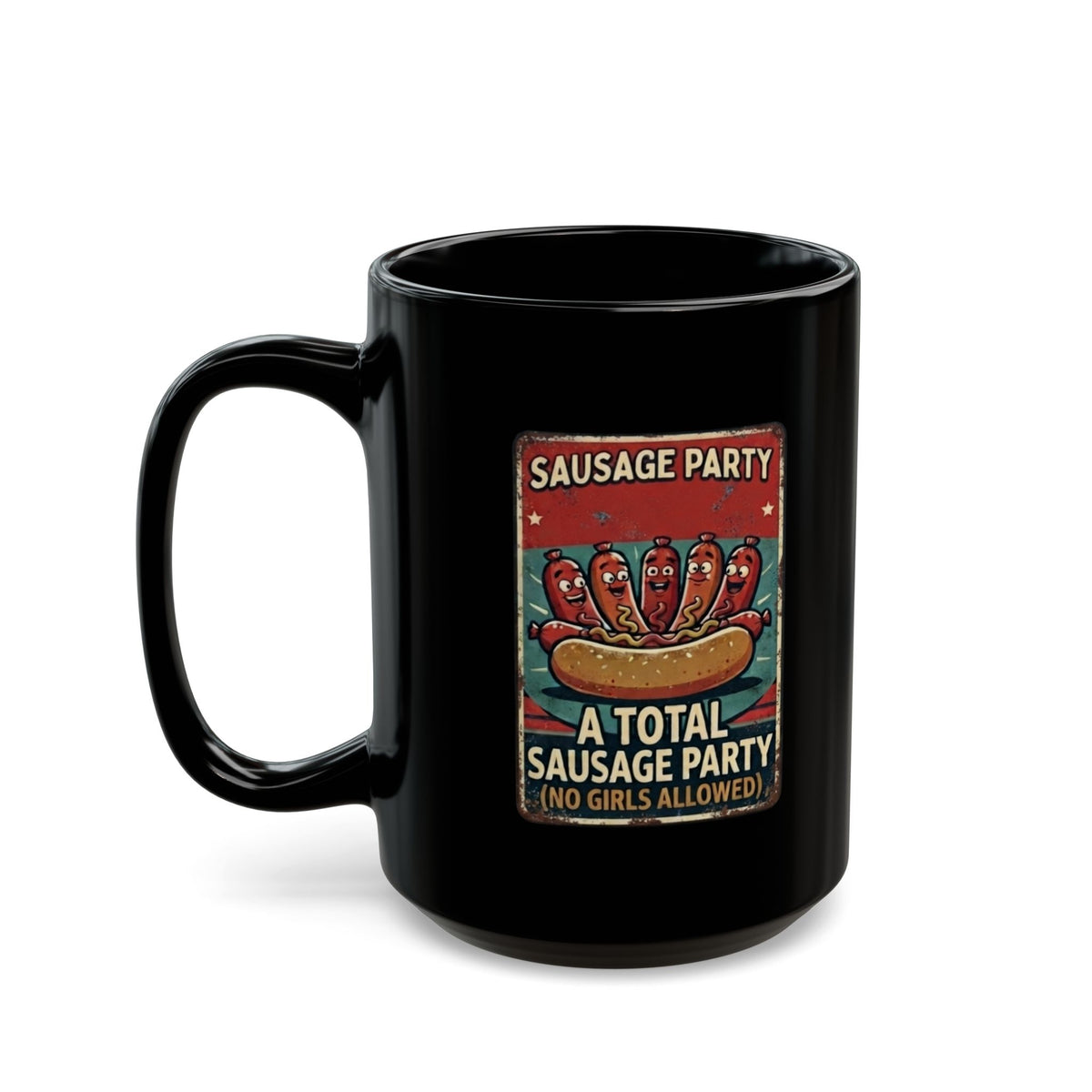 "Sausage Party" Black Ceramic Mug