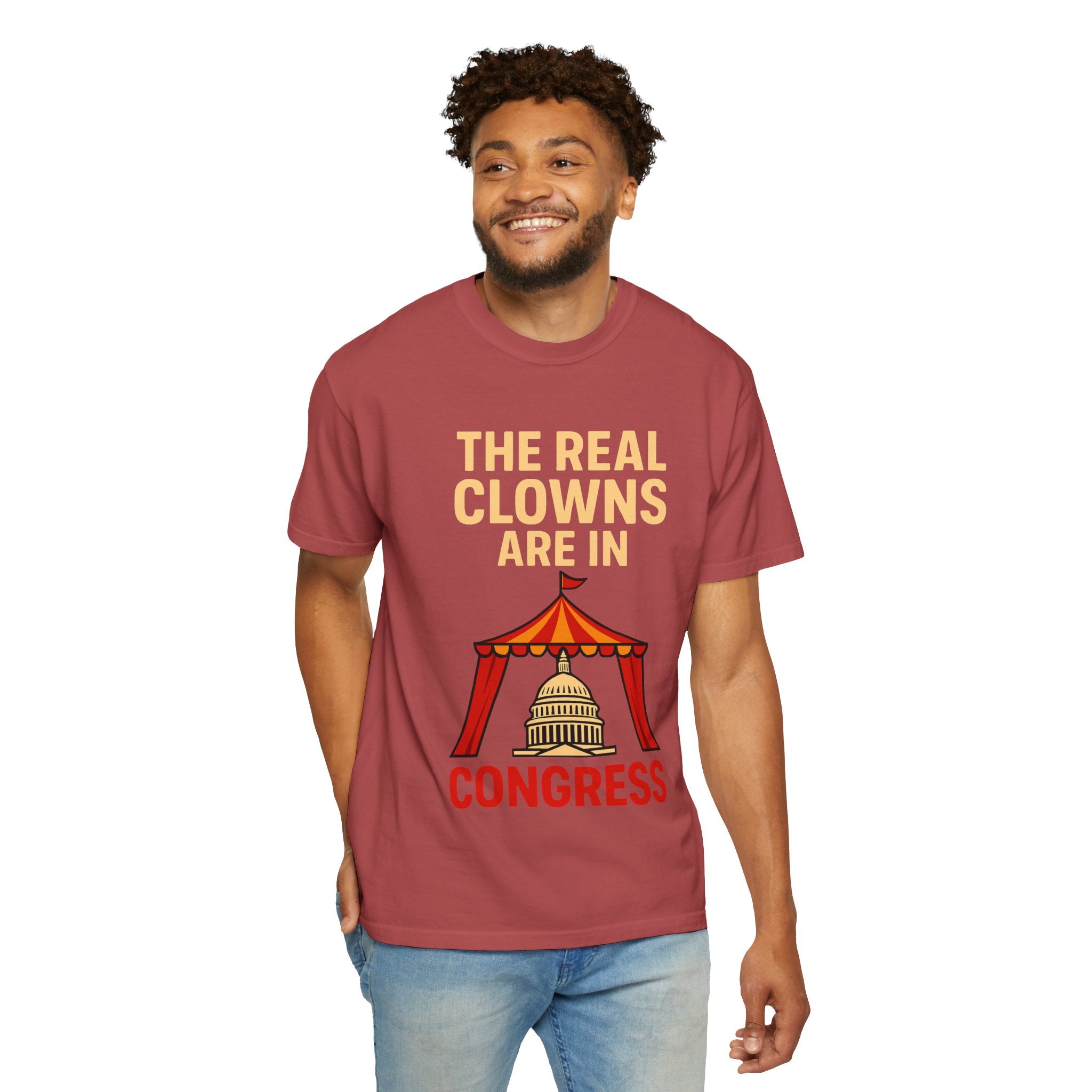 "The Real Clowns Are In Congress" Unisex Garment-Dyed T-shirt