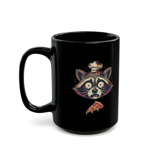 "Frozen Pizza in a Hot Oven" Black Ceramic Mug — Graphic